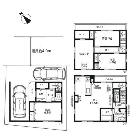 西宮市今津久寿川町　新築戸建の間取り|大型商業施設ららぽーと甲子園まで車で5分！