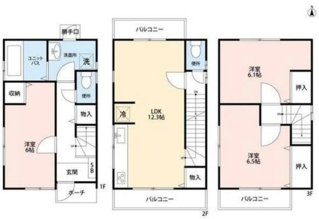 神戸市灘区上野通2丁目　中古戸建の間取り