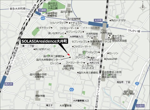 ＳＯＬＡＳＩＡｒｅｓｉｄｅｎｃｅ大井町の地図