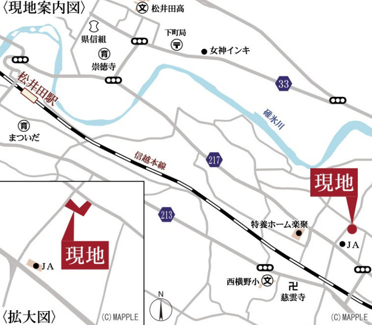 【新築】安中市松井田町二軒在家　１号棟(全２棟)　リーブルガーデン　新築建売分譲の地図