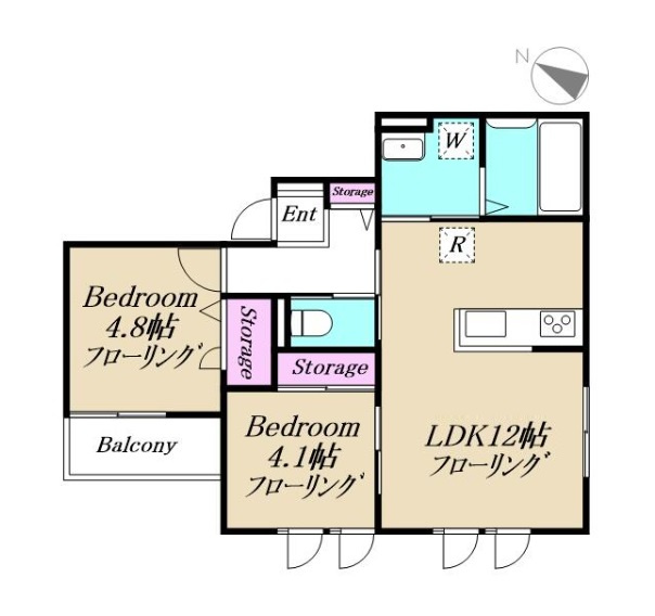 めぞん梅の里の間取り|3面角部屋の2LDK　