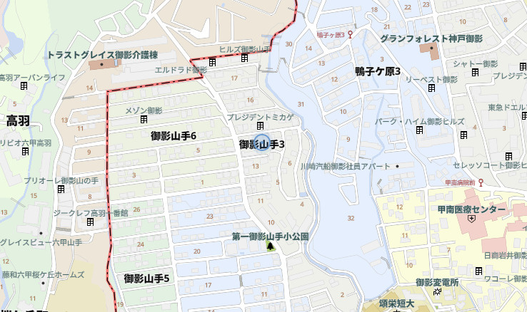 神戸市東灘区御影山手3丁目　中古戸建の地図