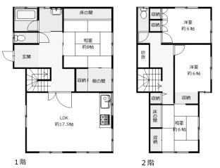 西宮市苦楽園三番町　中古戸建の間取り|全居室6帖以上