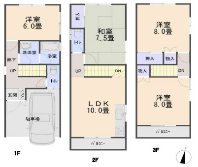 神戸市東灘区深江本町4丁目　中古戸建の間取り