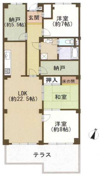 苦楽園アーバンライフ1号棟の間取り|22帖超えの広々リビング