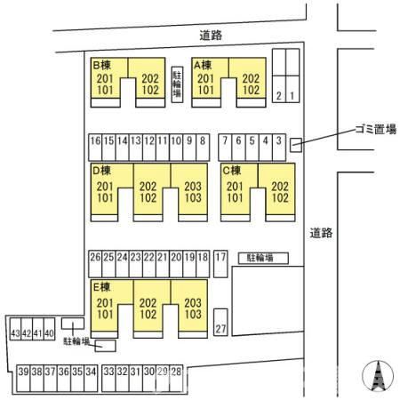 パインズコート新居 B棟の区画図
