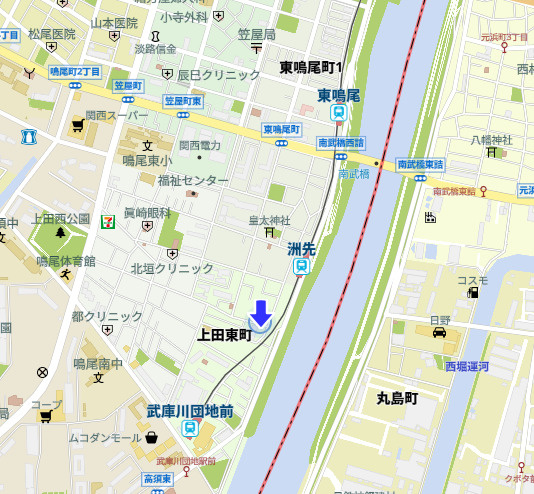 西宮市上田東町　新築戸建　2号棟の地図