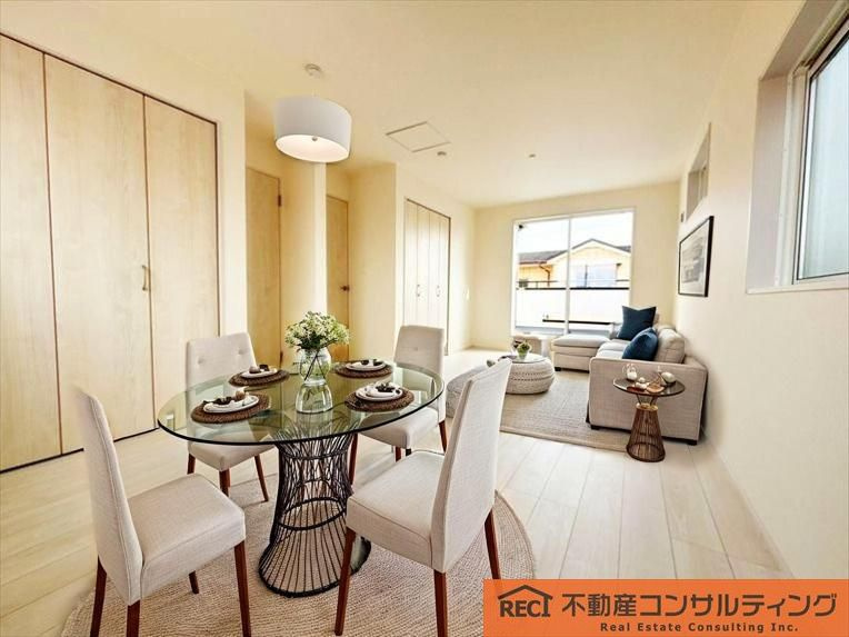西宮市東鳴尾町2丁目　新築戸建の居間・リビング|武庫川近くの長閑な住宅街です！