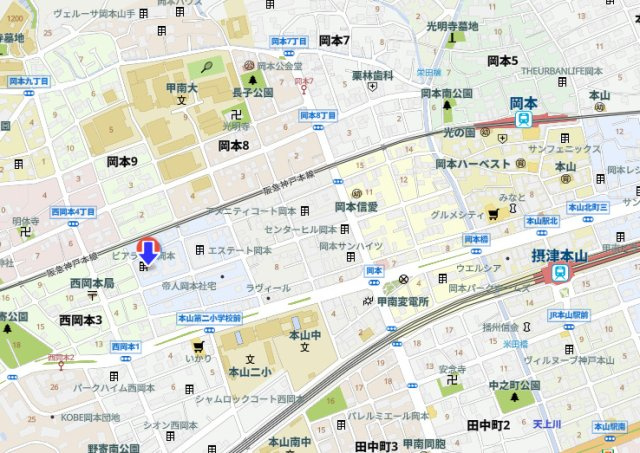 ビアライフ岡本の地図