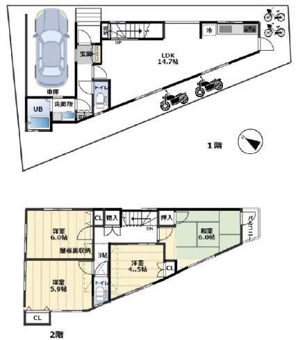 神戸市灘区青谷町4丁目　中古戸建の間取り