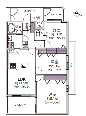 コスモ芦屋川西の間取り