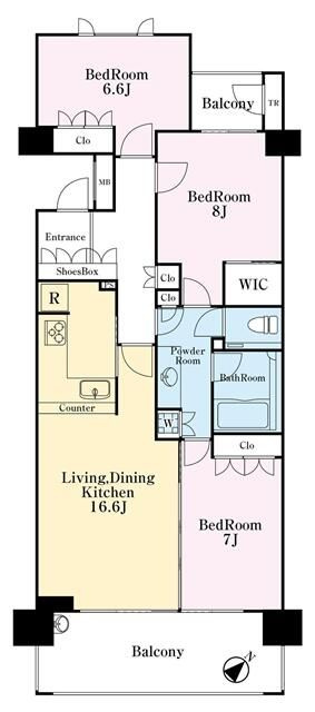 深沢ハウスＥ棟の間取り