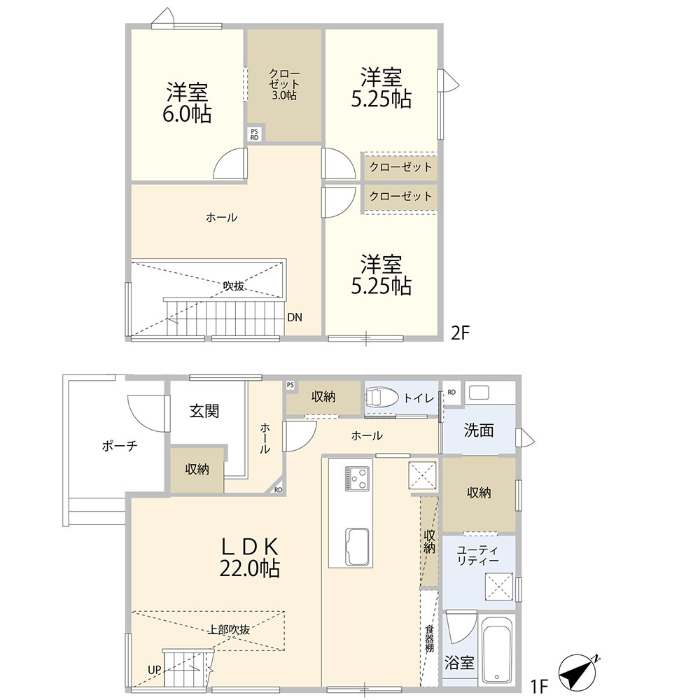 西野8条9丁目　一戸建ての間取り|ホールに仕切りを入れて3LDK→4LDKにも変更可能！