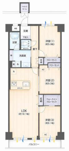 【間取り】 | ライオンズマンション登戸第2