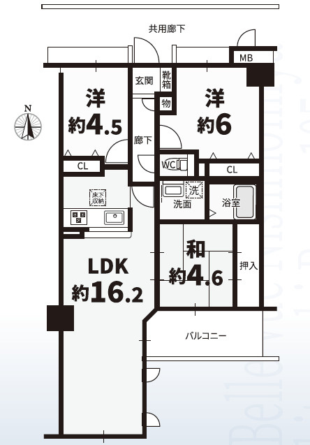 ヴェルビュ西宮北口の間取り|全居室収納有！スペースを広く使えます♪
