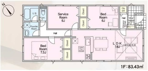 【間取り】 | Cradle garden鴻巣市筑波第5 Ⅱ期 【平屋】新築住宅 | ≪3号棟≫