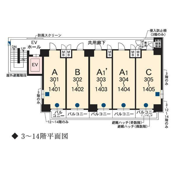 エステムコート名古屋新栄アクシスの区画図