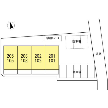 小牧市大字久保一色のアパートの区画図