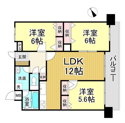 【中古マンション】エスポア横須賀の間取り|【3LDK】
専用面積:壁芯70.84㎡