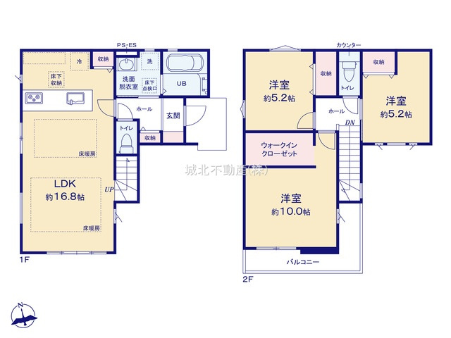 練馬区南大泉4丁目 限定1棟の間取り|建物面積85.81㎡ 2階建て3LDK
南向きのLDKやバルコニーには暖かい日差しが降りそそぎます