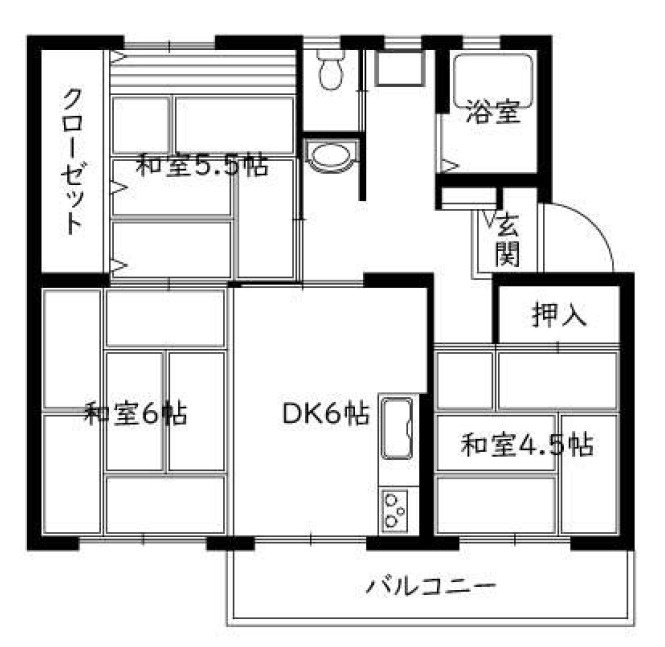 中登美第二団地B12号棟の間取り