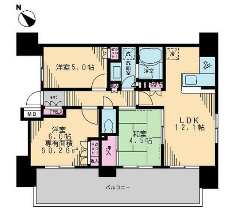 スカイグランデ船橋宮本の間取り
