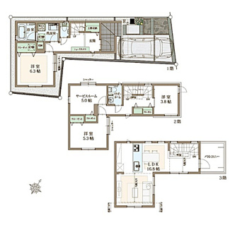 【間取り】 | 豊島区南大塚1丁目　新築戸建　№1 12180万円
