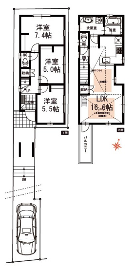 【間取り】 | 中野区江原町３丁目　新築戸建て　B号棟 | 陽当たりの良い2階LDKで、団らんの時間を楽しめます