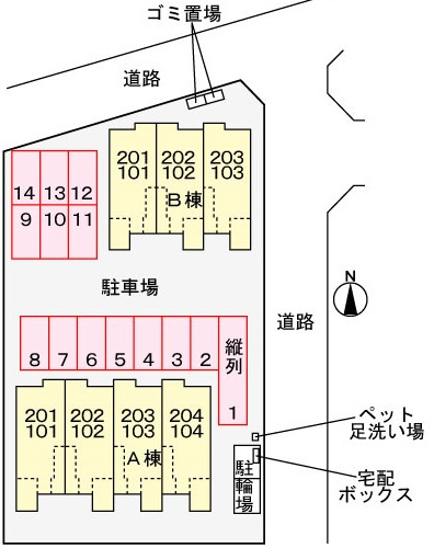 アンフィニ土浦Ｂの区画図|駐車場