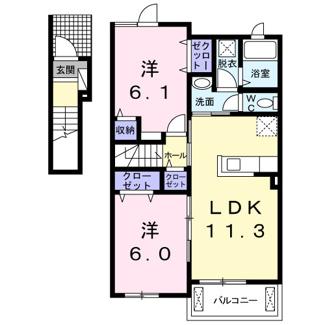 【間取り】 | ウエストハウスＣ | 間取図