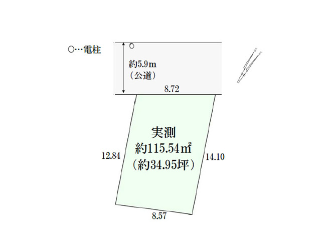 【土地図】 | 新座市野寺3丁目　建築条件無売地　全1区画　(保谷店) | 幅員5.9ｍ公道に面し開放的！お好きなハウスメーカーにて理想の住まいを建築いただけます。※図面を基に作成しています。現況と異なる場合は現況を優先いたします。