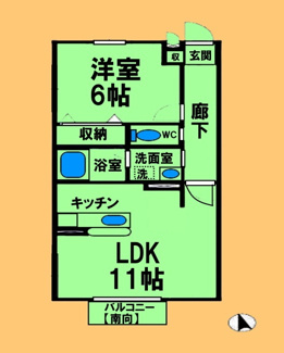 【間取り】 | メイプルハイツ | 間取り図：反転タイプ