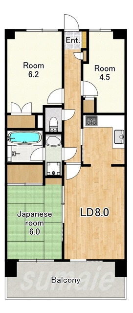 グランデュオ北街区の間取り|じゅうたん2部屋と和室の3DKです☆