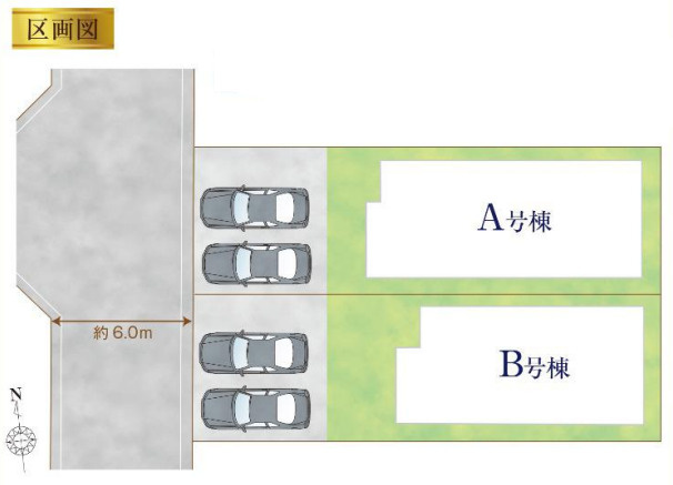 藤沢市湘南台3丁目　新築戸建　全２棟Ｂ号棟の区画図