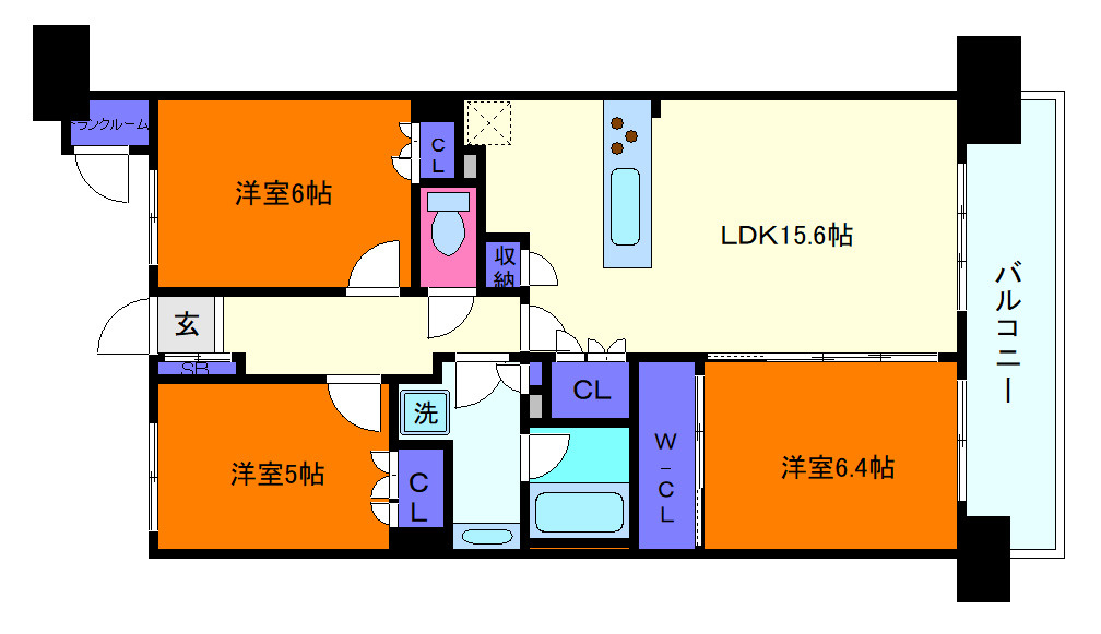 六甲アイランドＣＩＴＹ　Ｗ７　Ｒｅｓｉｄｅｎｃｅ１２番館の間取り