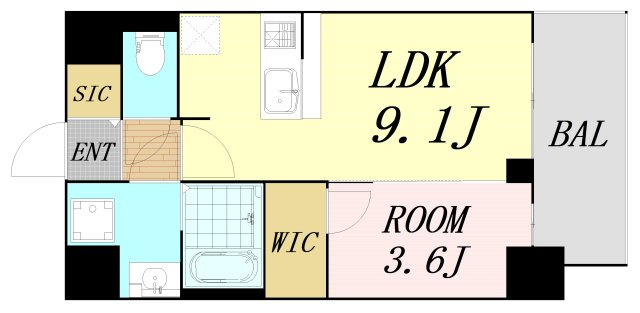 S-RESIDENCE阿波座chiaroの間取り