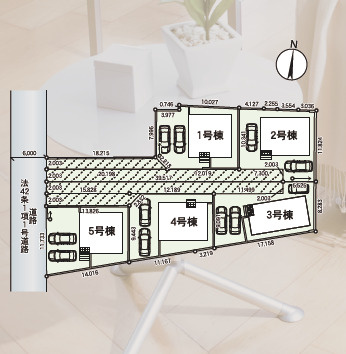 【区画図】 | クレイドルガーデン石巻市あゆみ野　第1　全５棟