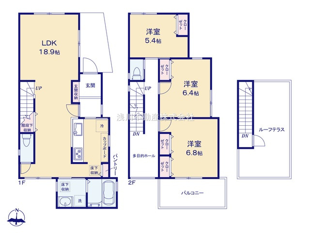 八王子市　椚田町　新築一戸建ての間取り|～南向き3LDK　開放感のあるワンフロアリビングの間取り～