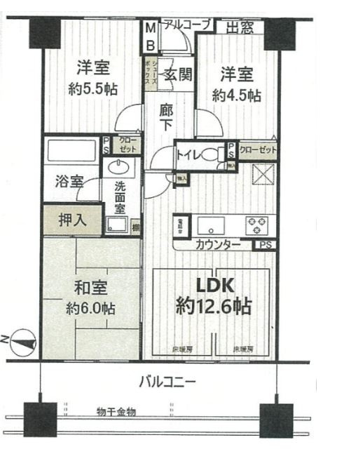 富士林プラザ大日参番館の間取り