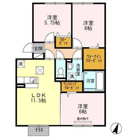 サンハイム須屋　B棟の間取り