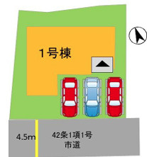 福岡市南区老司5丁目6期　1号棟の区画図