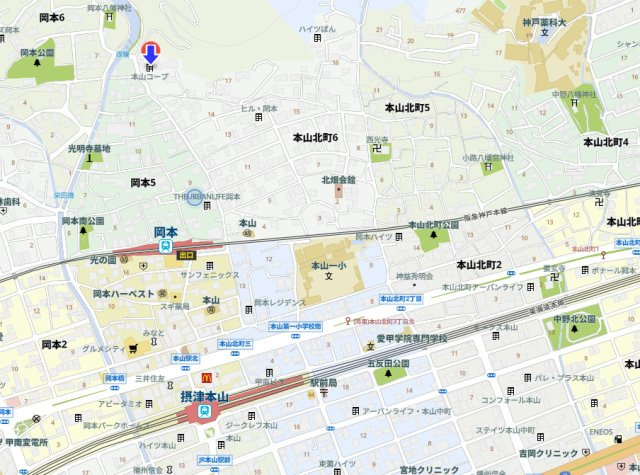 本山コープの地図