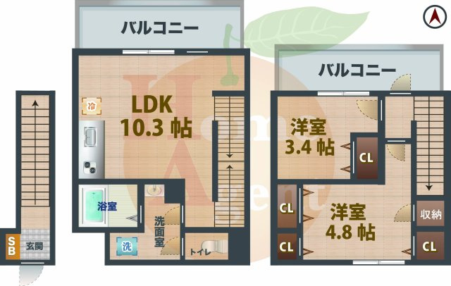 【間取り】 | ドゥー・リナリア | 2LDKのお部屋です。