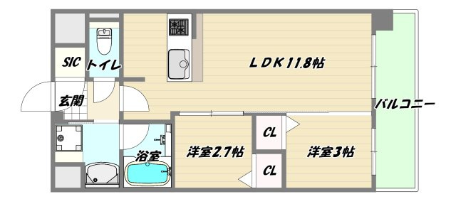 大阪市淀川区西宮原２丁目の賃貸マンションの間取り