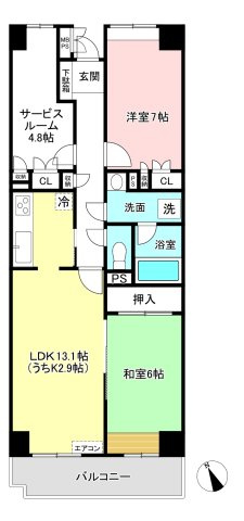 【間取り】 | ベルフォーレ新百合ヶ丘 | 和室と洋室のある2SLDKタイプ☆小さなお子様がいるファミリーさんにも良いですね！なんと言っても最上階なのが嬉しい♪