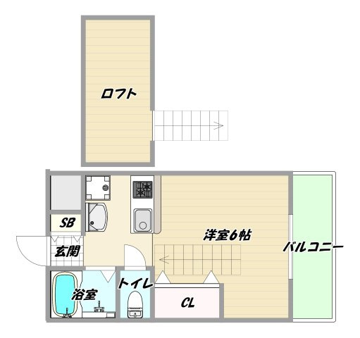 大阪市淀川区宮原１丁目の賃貸マンションの間取り