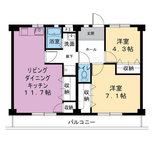 ビレッジハウス不入斗1号棟の間取り