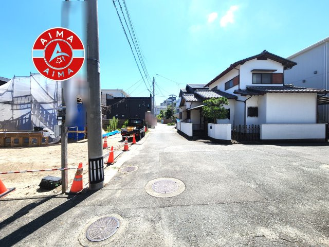 福岡市西区姪の浜3丁目第3-1区画（1号地）の前面道路含む現地写真|日当たり良好です。