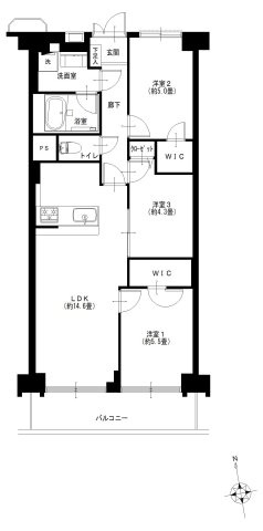 マンション東陽町の間取り|マンション東陽町：南向きワイドバルコニーが付いた３ＬＤＫ新規内装リノベーション物件です！