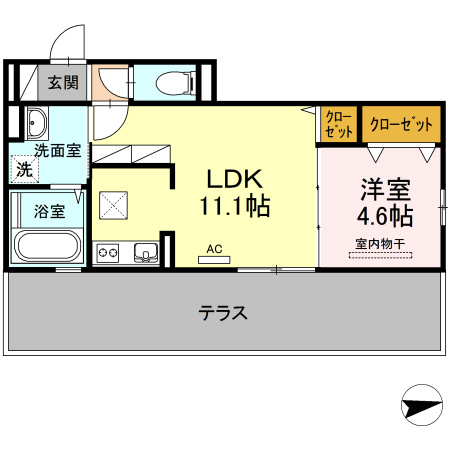 熊本市中央区黒髪２丁目のアパートの間取り